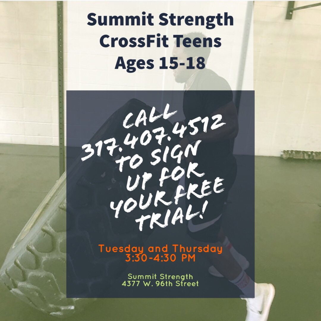 msingramE126's tweet photo. Calling all teens looking to up their weightlifting and athletic abilities! ⁦@summitindy⁩ is launching a new CrossFit class just for you! https://t.co/SXMBeGWq4x