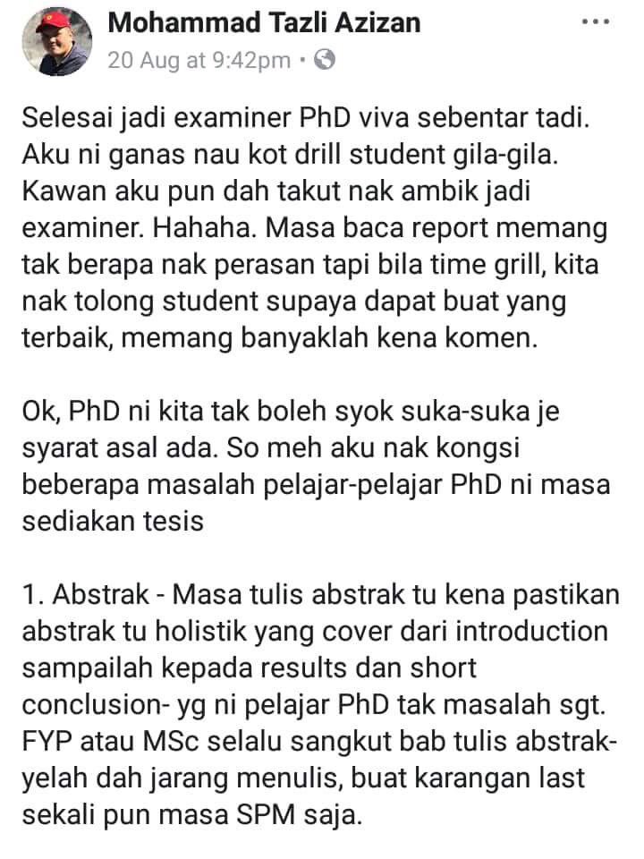 worknco's tweet image. Korang yang tengah siapkan thesis or FYP tu, bolehlah baca ni dan share dengan kawan kawan korang.

Ada beberapa kesalahan yang selalu dilakukan para pelajar PhD.

Credit: Mohammad Tazli Azizan