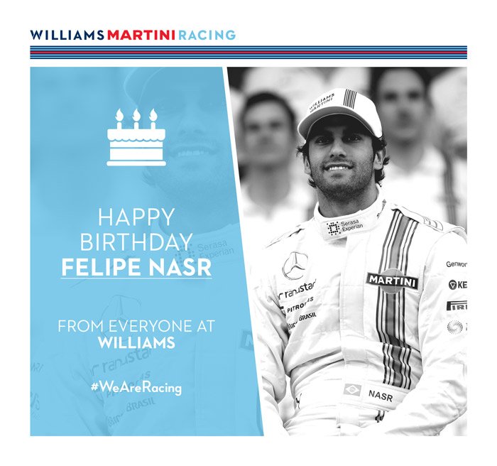 On behalf of everyone at Williams, Happy Birthday Felipe Nasr! 
