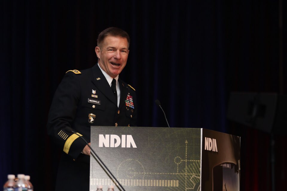 NDIAToday's tweet image. Gen McConville, Vice Chief of Staff, @USArmy, gives keynote speech at #ArmyST18 conference in D.C. addressing #ArmyFuturesCommand &amp;amp; technology modernization. #ArmyFutures