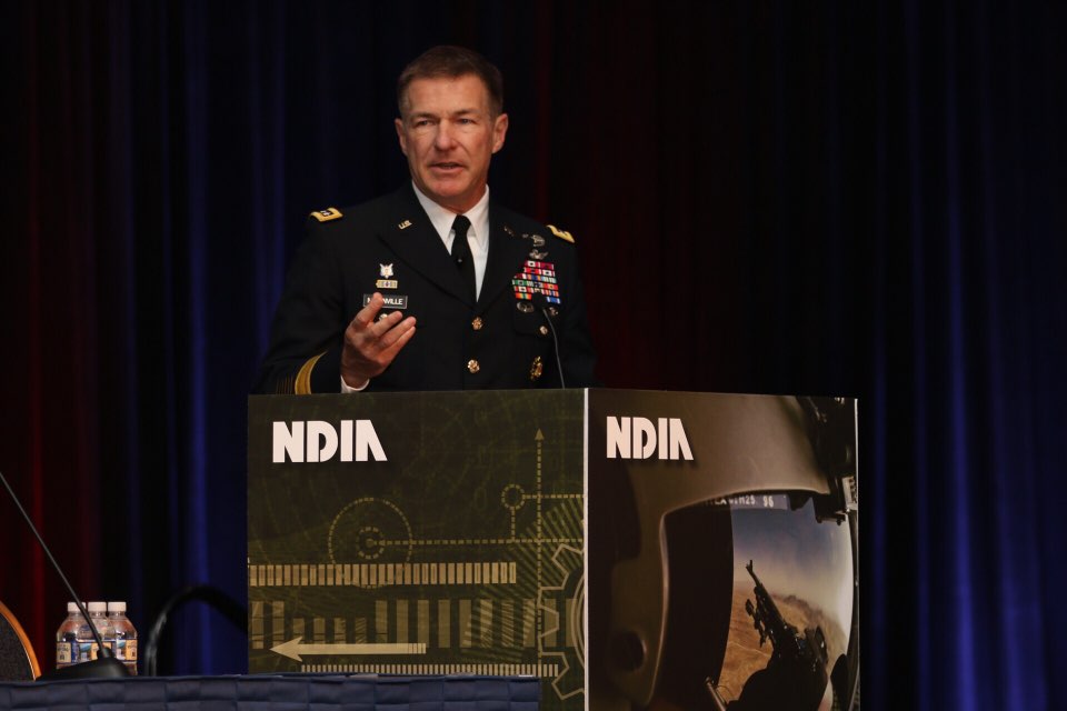 NDIAToday's tweet image. Gen McConville, Vice Chief of Staff, @USArmy, gives keynote speech at #ArmyST18 conference in D.C. addressing #ArmyFuturesCommand &amp;amp; technology modernization. #ArmyFutures