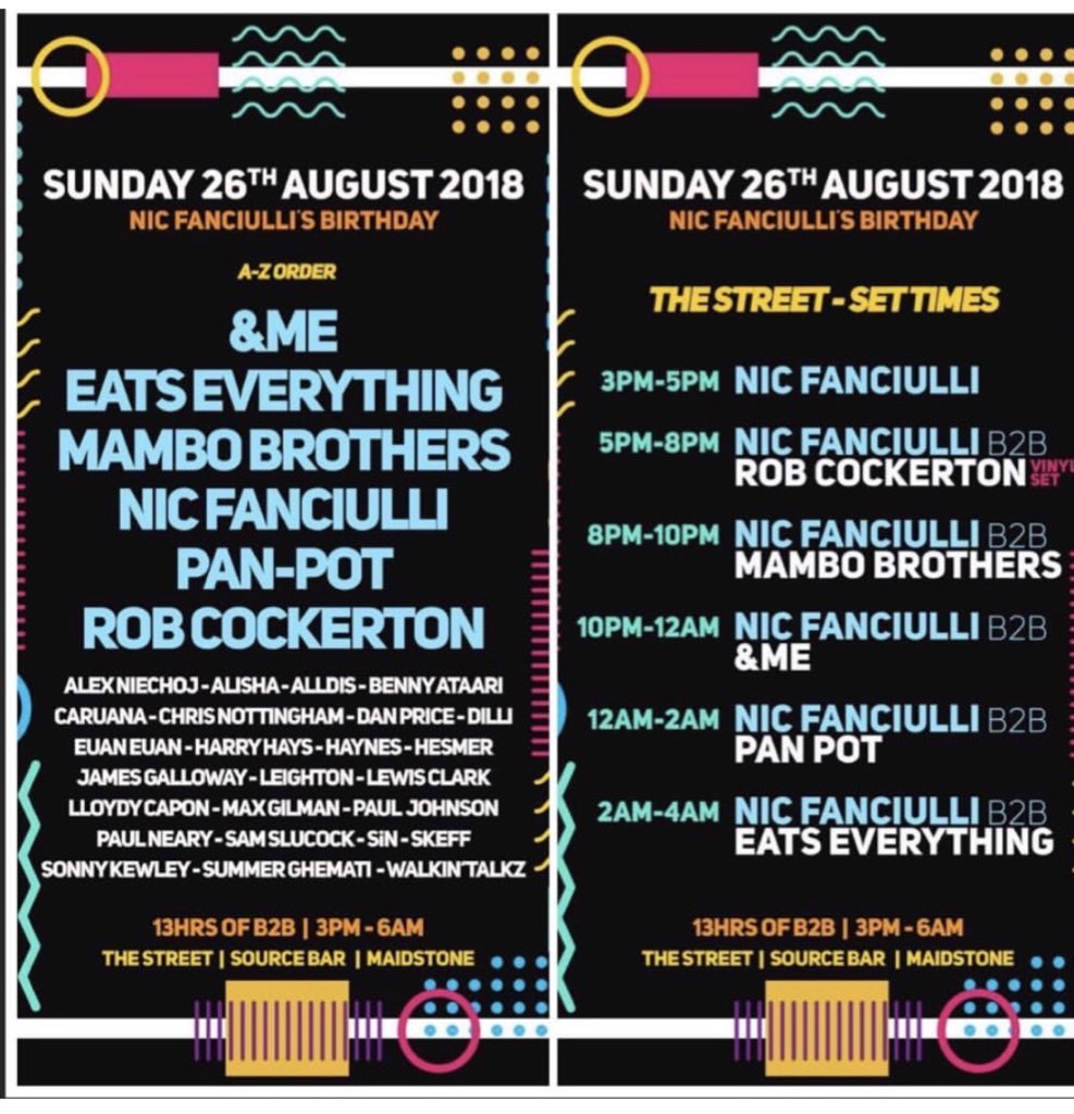 This sunday we are coming to Maidstone to celebrate Nic’s birthday in good style with an amazing crew!!we are ready 🎉🌴🔥🍸<a href="/nicfanciulli/">Nic Fanciulli</a> <a href="/andmeandyou/">&ME</a> <a href="/eats_everything/">TwEats Everything</a> <a href="/PanPotOFFICIAL/">Pan-Pot</a>