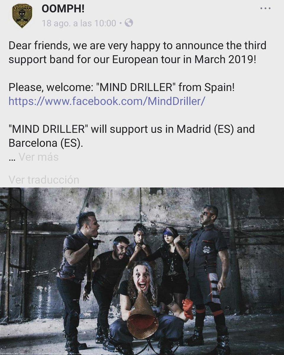 Mind Driller abriremos los conciertos de #Oomph en España como comienzo de la gira del nuevo disco. #oomph#minddriller #live