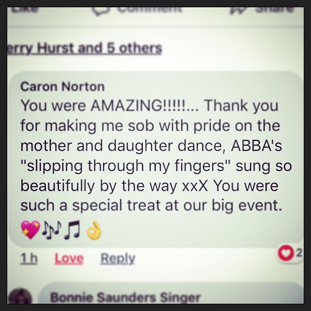 bonniewedding's tweet photo. Such a lovely review just in 😍 the bride danced with her Mum to “Slipping Through My Fingers” by ABBA and considering my daughter starts school in 2 weeks...let’s just say, I had to hold back tears as well ❤️ #weddingsinger #wedding #singer #motherofthebride #motherslove #abba https://t.co/cYHwVcu8xa