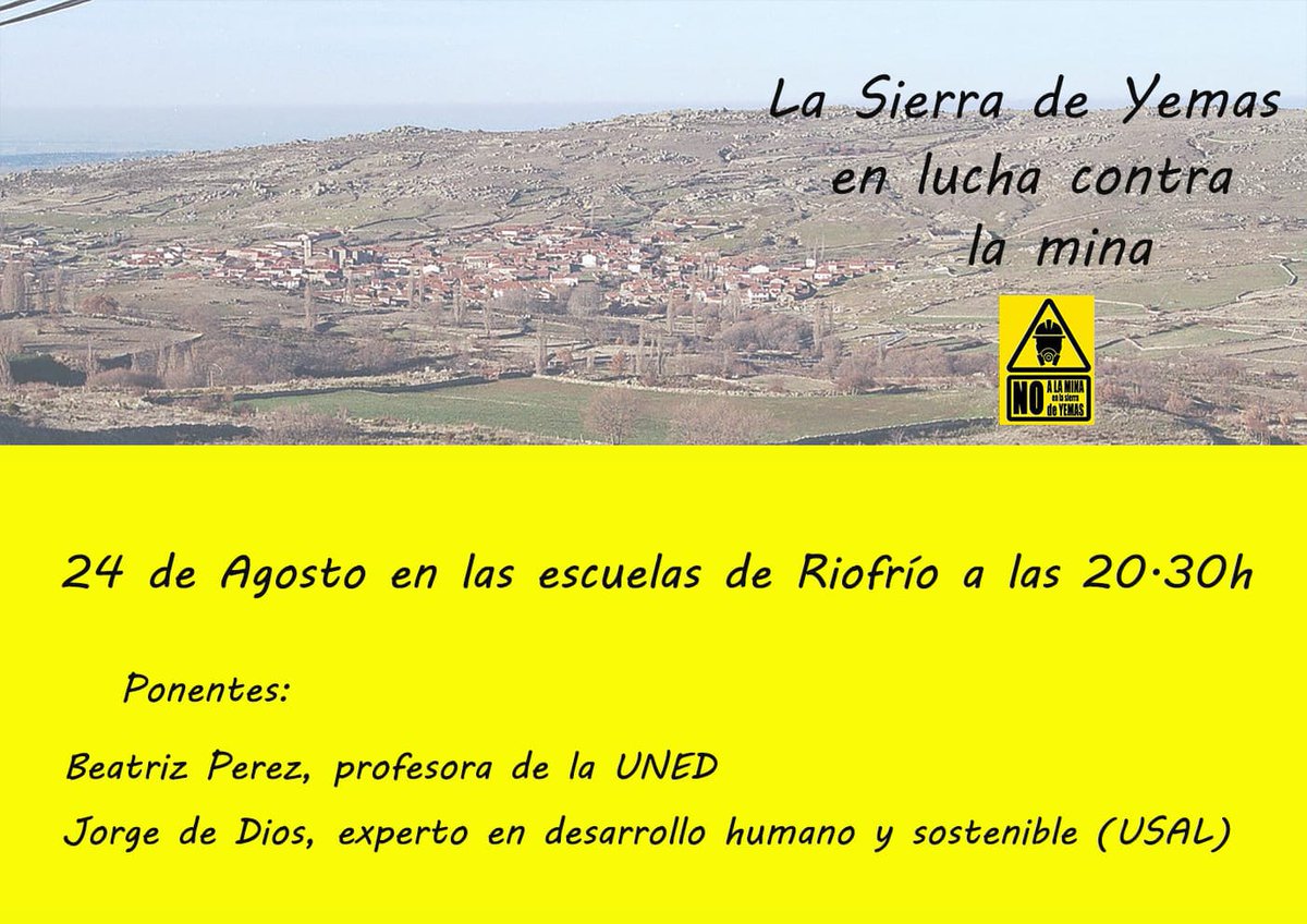 Os esperamos!!
#Riofrio #Avila #NoAlaMinaSierraYemas