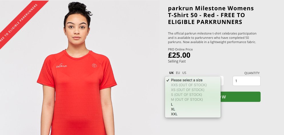 50 parkrun t shirt