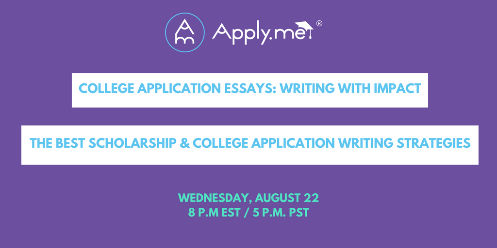 applymeapp's tweet photo. NEW WEBINAR! Sign up to learn about the best strategies for writing your #scholarship &amp; #college application essays! 
https://t.co/o25DnbZFVh https://t.co/Z07sR2YS8p