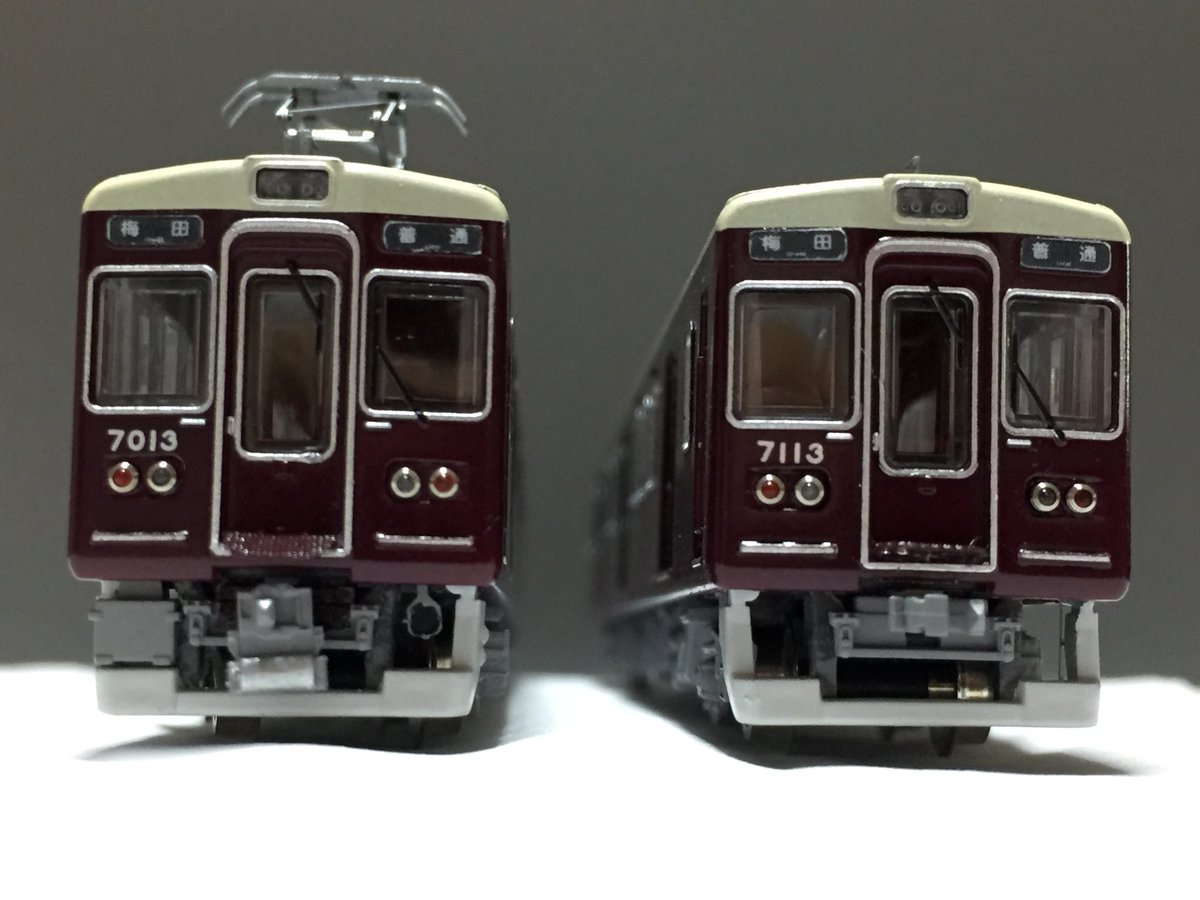 マリンエクスプレス 阪急7000系 鉄コレ 完成 自身初めての阪急が完成しました 阪急 のモデラーさんには到底およびませんが 床下機器の一部自作や窓枠の塗装を行い 阪急らしさは出たかなと思います 正面はトレジャーの標識灯でかなり男前に