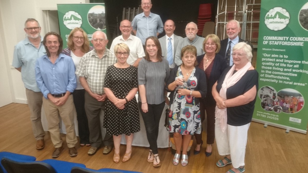 StaffsRCC's tweet photo. The Extraordinary General Meeting of the Community Council of Staffordshire took place last night that brough the organisation to a close . Friends , staff and volunteers form over the years , gathered to say goodbye with a gaggle of Chief Officers that spans over 30 plus years https://t.co/yLtkUveVX2