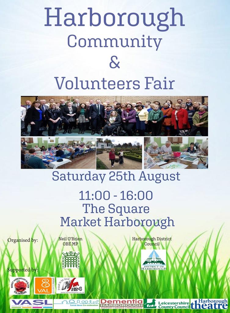NeilDotObrien's tweet photo. Really looking forward to Saturday's Community and Volunteers Fair in Market Harborough Town Square.

There will be around 20 groups showcasing on the day, so do join us to see the best of what Harborough has to offer, and find out how you can get involved. https://t.co/edreHtQjwz
