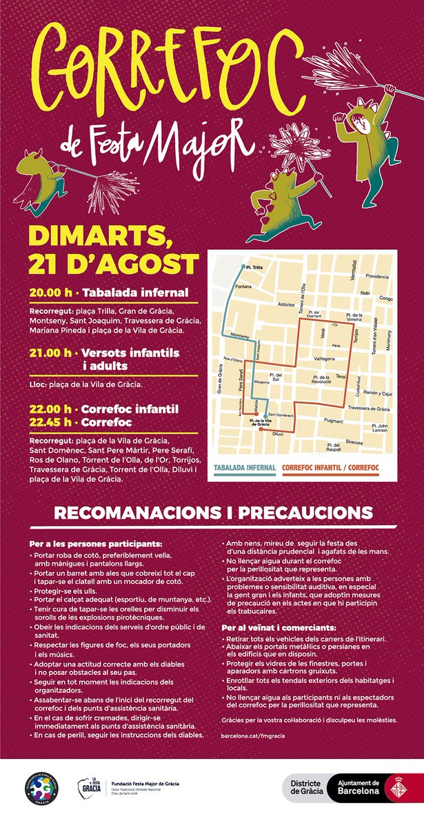Bcn_Gracia's tweet photo. Al Correfoc (22.45h #plVila) hi participen Diabòlica de Gràcia, Diables folls de Palafoll, Vella de Gràcia, Colla de diables de Riudoms, Drac de Gràcia Víbria del Poblenou, Malèfica del Coll, Satànica de Sant Andreu, Drac Gaudiamus, Drac de la Geltrú... i vosaltres! #FMGràcia2018 https://t.co/hh8g5Ppt4y