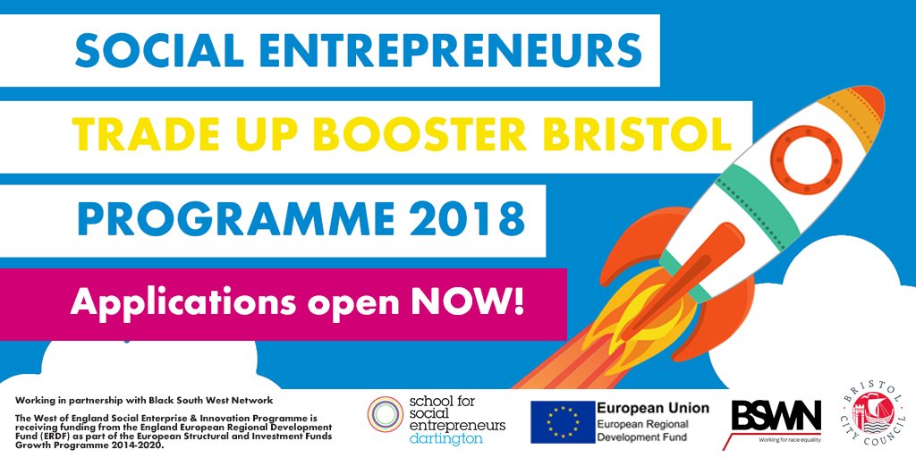 It's only 2 weeks until the deadline for our #Bristol intensive 3 day #training course #Tradeup Booster for #SocEnt . Don't miss out on this amazing opportunity! Please share <a href="/Ujimaradio/">Ujima Radio</a> <a href="/voscur/">Voscur</a> <a href="/BlackSWNet/">Black SW Network</a> @bgreencapital @LowCarbonSW @BRAVEBristol <a href="/knowlewestmedia/">Knowle West Media Centre (KWMC)</a> <a href="/FilwoodGreen/">Filwood Green</a>