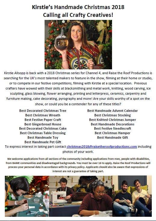 Kirstie's Handmade Christmas is back and they're looking for talented makers to feature in the show. raisetheroofproductions.com/our-work/take-…