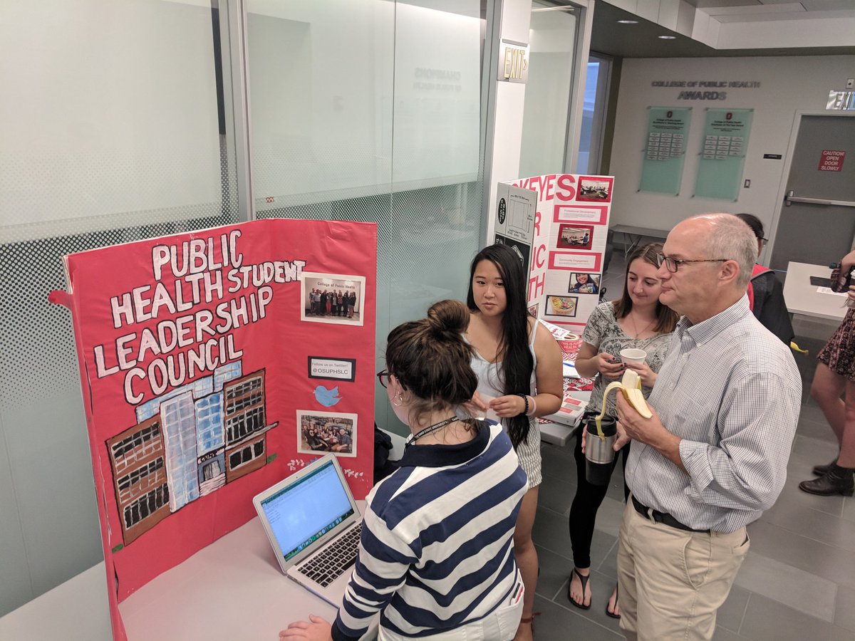 OSUPublicHealth's tweet photo. Public Health Buckeyes have decended on the 2nd floor for our Autumn Semester Kick-off Breakfast. Student orgs and college committees are spreading the word and free breakfast and coffee are in abundance. Stop by before 10:30, CPH students!!! #publichealthbuckeyes #osuwelcomeweek https://t.co/UbLAKbQPPR