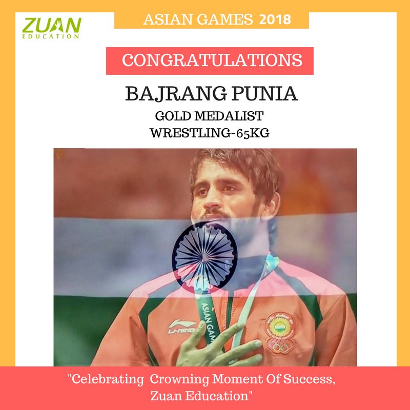 ZuanEducation's tweet photo. 💥Congratulations!!💥 @BajrangPunia👏 for winning first #GoldMedal  for India in 65 KG #FreestyleWrestling at Jakarta Asian Games 2018. - @ZuanEducation

#NontonAsianGames #EnergyOfAsia #AsianFest2018 #SukseskanAsianGames2018 #OpeningAG2018 
 #TorchRelay2018 #sports 
@Sports_NDTV https://t.co/5HgZyqsf1J
