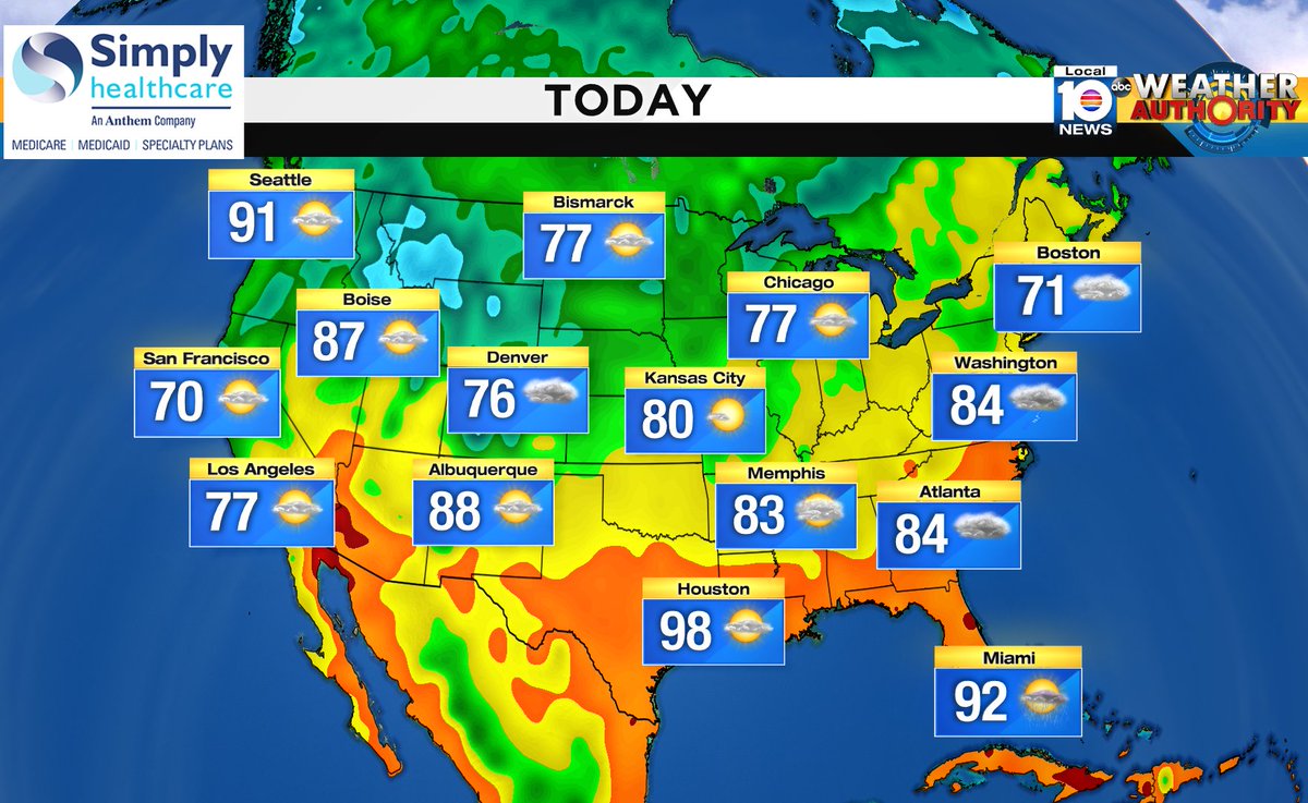 Here is the national forecast for today Presented by Simply Healthcare https://t.co/YsRvVGnbho