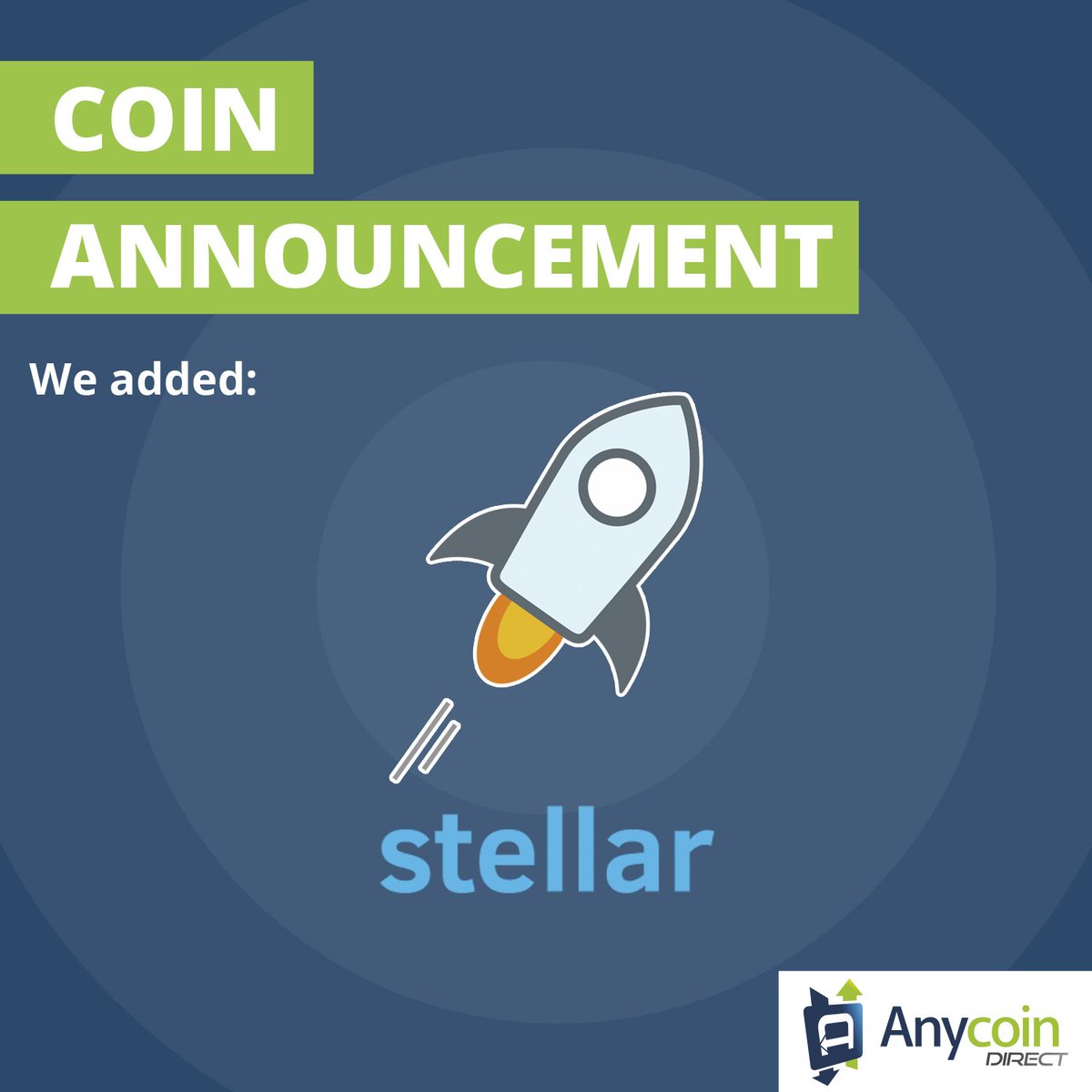AnycoinDirect's tweet photo. 🚀 Get ready for the launch! 🚀

We are very happy to welcome Stellar Lumens, also known as XLM, on Anycoin Direct! You can purchase XLM at: https://t.co/UyPgyXNBNY

More information on XLM can be found here: https://t.co/rJHy3rgg1F…/stellar-lumens-added-to-anycoin-… https://t.co/r3I2i3IGxY