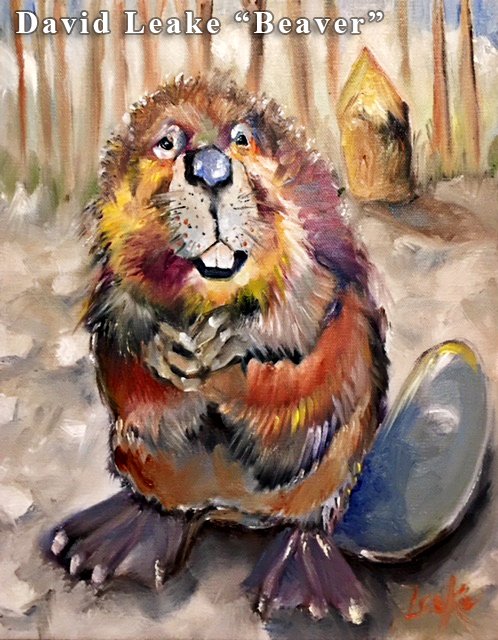 "Beaver", by David Leake. Natural Accents Gallery of Taos. The Philmont Boy Scout Ranch in Cimarron, NM is carrying a series of David Leake images as greeting cards to honor their merit badge winners! #philmontboyscoutranch #cimarronnewmexico #beaver #naturepaintings #oils