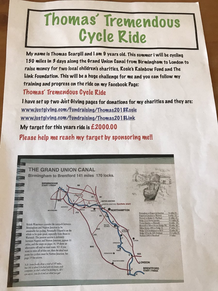 My 9 year old son is cycling 150 miles this bank holiday weekend to raise money for two children’s charities. Please sponsor him and retweet. Many thanks.