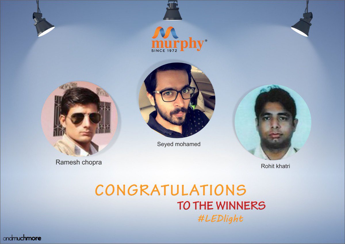 LightingMurphy's tweet photo. Many many congratulations to the winners ! Keep winning , keep smiling!
https://t.co/OX8kXlsrhK
#Guessthebollywoodsongcontestwinners #contest #winners #contestwinners #congratulations #LEDLight #LED #murphyledlights #murphyleds #murphyledlightings #murphy #leader https://t.co/uFsOL7bCd2