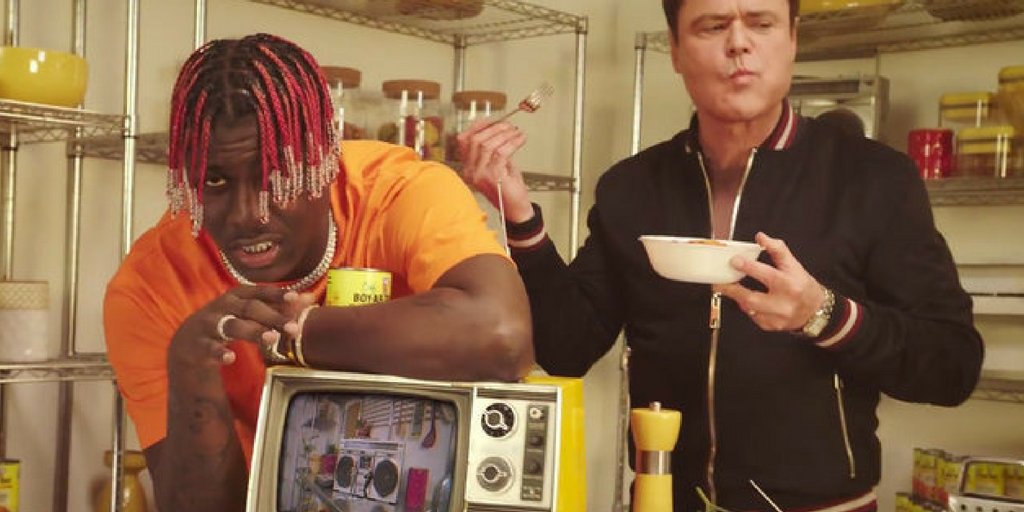 TheDrum's tweet photo. Donny Osmond and Lil Yachty team up for earworm-worthy tribute to @ChefBoyardee's #throwbackrecipes https://t.co/mkK2h0NNwL https://t.co/SSkcW7h12x