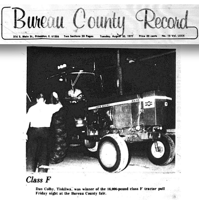 TheChadColby's tweet photo. My dad getting it done in the 1977 #BureauCounty IL tractor pull. I remember that, he took his big iron... John Deere 4430. ๐ #WinnerWinnerChickenDinner #AllStock #fullpull #farmstock @maxarmstrong @bcrnews #accoseed @machinefinder @KYNFMS https://t.co/ul0wjg0GKY