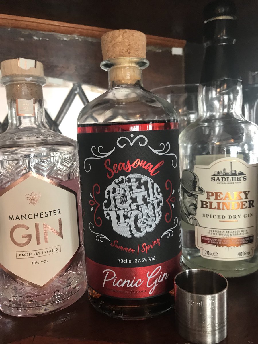 fatcatpubS3's tweet photo. A few new gins on the list we’re gonna need a bigger shelf @tinyrebelbrewco @bluemonkeybrew @PoeticLicenseUK https://t.co/nznXkAvOZg