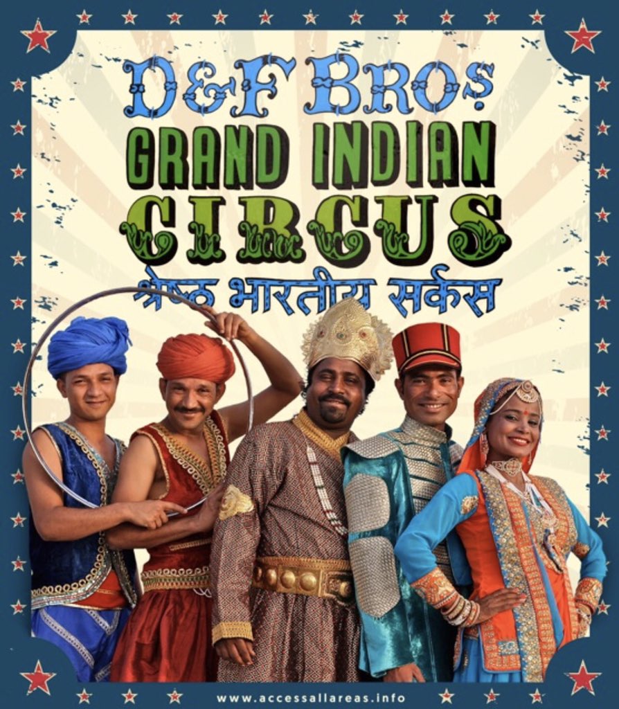 DFbGIC's tweet photo. Ladies and gentlemen. Children of all ages. Please welcome the D&amp;F Bros Grand Indian Circus!  @BelfastMela @ArtsEkta https://t.co/q76wAb8dQq