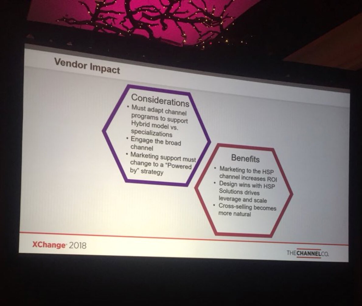 DorisBranscombe's tweet image. @TheChannelCo sharing how the vendor community should plan to adapt their #channelprograms for the hybrid solution provider #XCH18