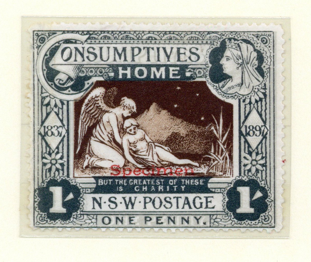 BLPhilatelic's tweet photo. In 1897 #NewSouthWales, #Australia issued #SemiPostal stamps commemorating Victoria's #DiamondJubilee. Designed by Turner, printed in Government Printing Office, #Sydney proceeds from the 1/- & 2/6 surcharges were given to #QueenVictoriaHomeForConsumptives #HistoryOfMedicine https://t.co/DGe7VmHkG3
