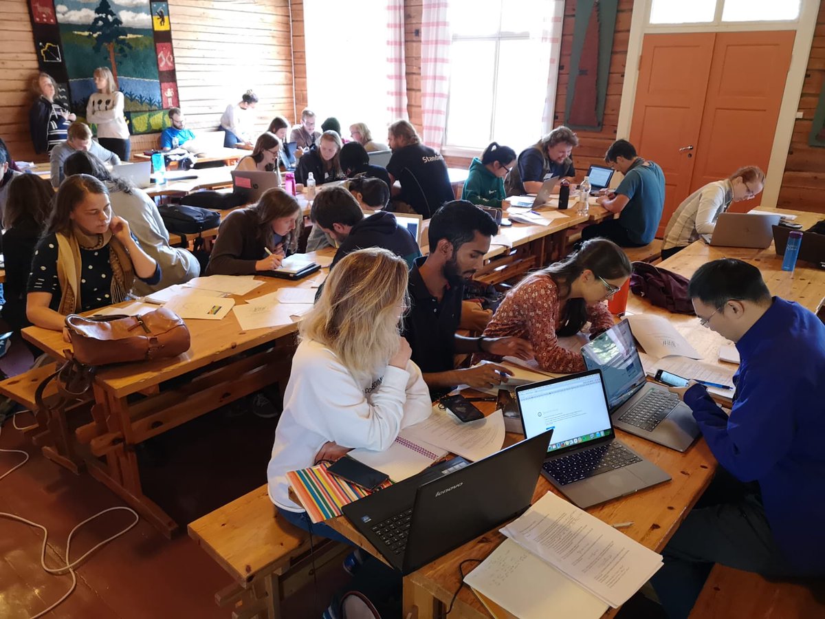 Atmos_Research's tweet photo. Back to pen and paper.
Discussing and doing excercises on atmospheric modeling, new particle formation, nucleation, condensation, and several other atmospherically relevant concepts.
ATMOS at Hyytiälä summer school.
#SMEARII #summerschool #excercise #maths #climate #science https://t.co/ULtJfSB1iE