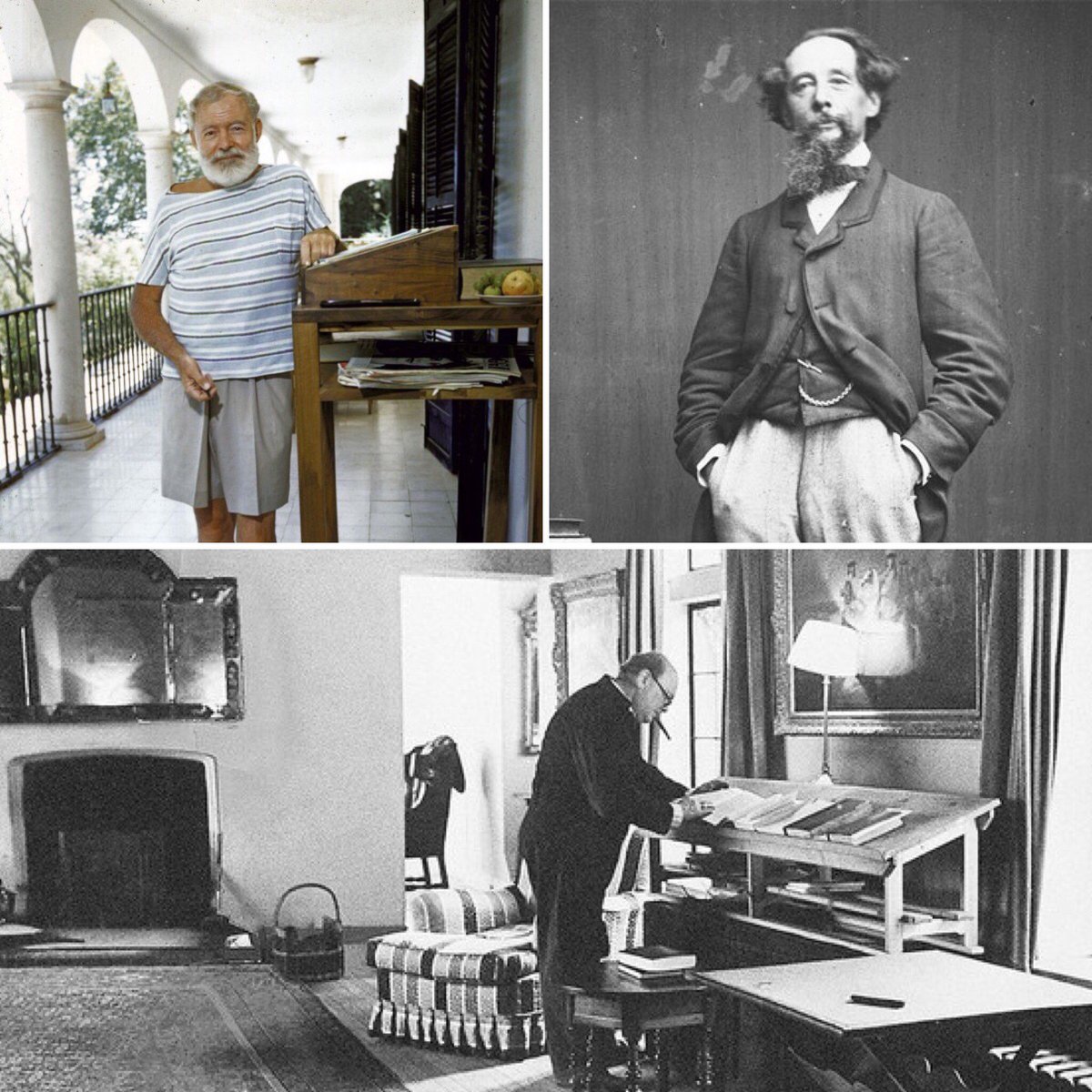 I'm working today too at a #standingdesk famous people were used to do the same in the past #hemingway #Churchill #Dickens ;-) (thank you <a href="/HelmmCo/">Helmm.Co</a> for the pic) <a href="/WELLcertified/">IWBI</a> #Wellbeing #healthylifestyle #health
