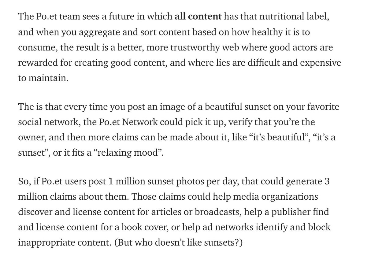Claim verification is the credibility tool of web 3.0. It's the decentralized technical mechanism that will power all modern day verifiers (identity, fact checking, IP ownership ... ). How does it work and at scale? (link &amp; diagrams!) 

blog.po.et/scaling-blockc… <a href="/_poetproject/">Po.et</a>