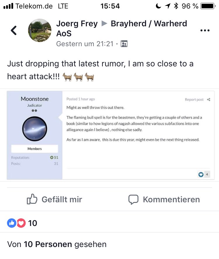 groje's tweet photo. The Brayherd group on Facebook might be small (96 π) but simply everybody loves the Beasts of Chaos Battletome-rumor, total devotion!!! #AgeofSigmar #Brayherd #Warherd #startbraying https://t.co/VcS0Swgx5v