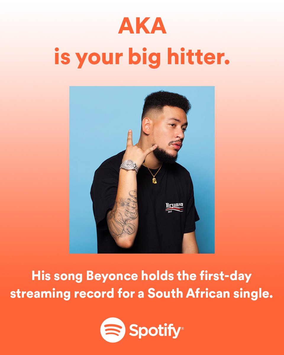 SpotifyAfrica's tweet photo. .@AKAworldwide making tracks that South Africa can’t stop listening to? No surprises there 🔁🏆 https://t.co/SM1jW2rVwE