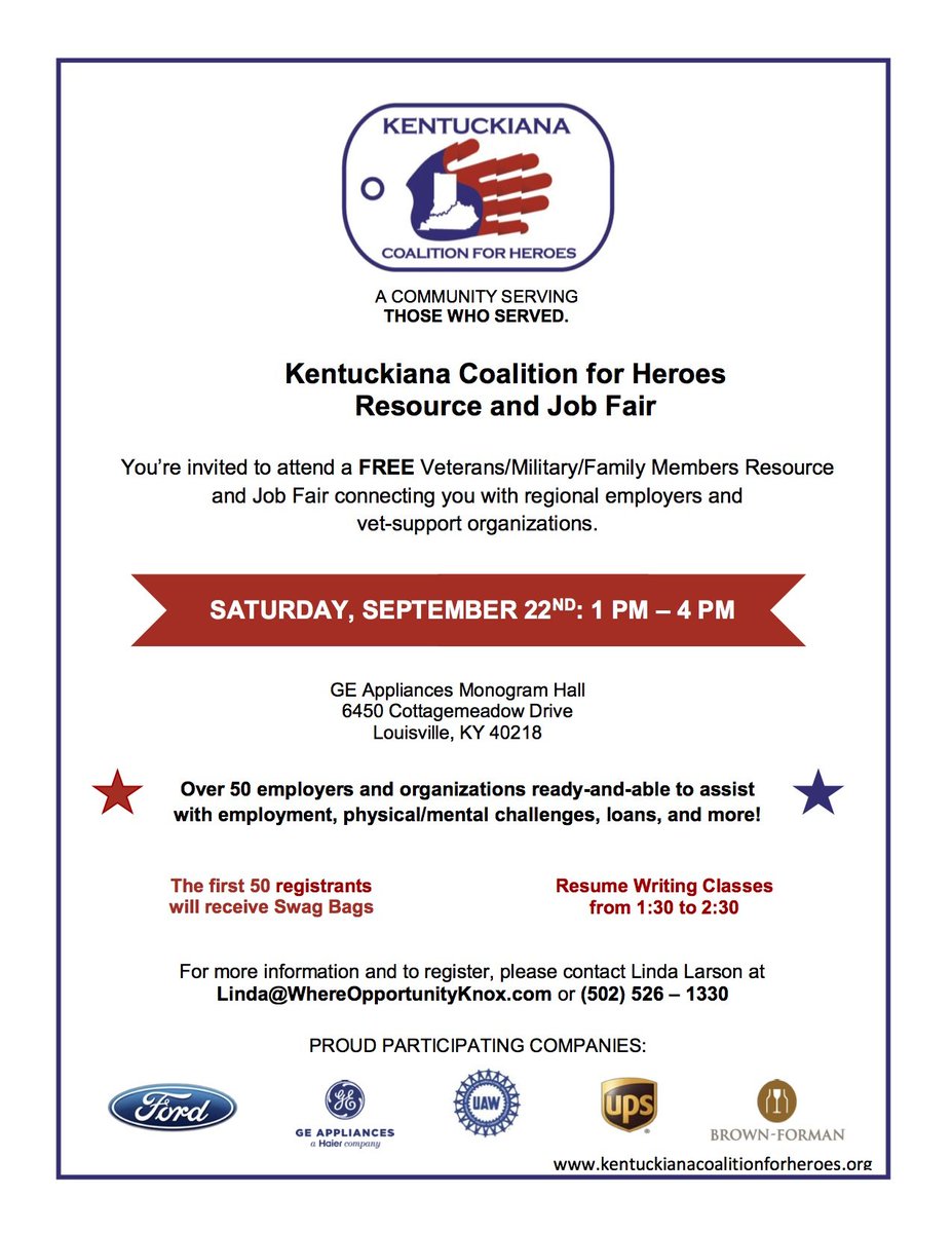 WhereOppKnox's tweet photo. September 22nd is almost a month away. All Military Veterans, Spouses, Family, and Friends, don't miss out on this day that's just for you!
Register today at https://t.co/qT49cpWpSq https://t.co/AAgaTOLSEt