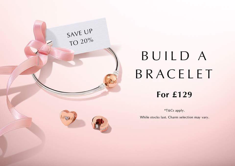 New in! Design your own bracelet and save 20% 💕 Pair the PANDORA Rose Clasp Bracelet with two items from our hand-picked selection of charms, clips, safety chains and spacers for £129!!