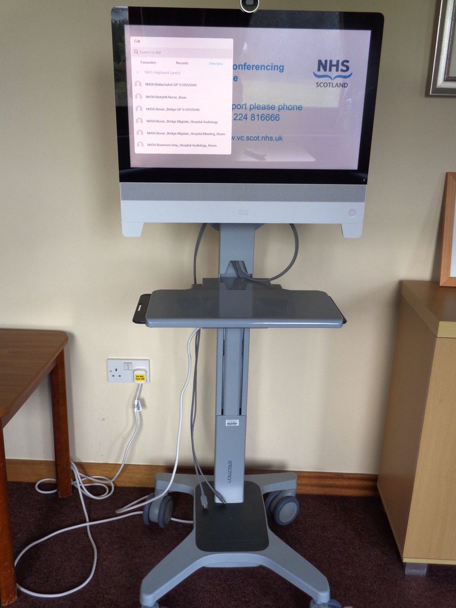 NHSHighland's tweet photo. Patients on the Cambusavie Unit at the Lawson Memorial #Golspie #Sutherland can now attend Inverness consultants' clinics from their beds - thanks to a wifi-enabled touchscreen video conferencing system. @RuralPatients https://t.co/P0rZ5x5GtP https://t.co/s40U18Sgqf