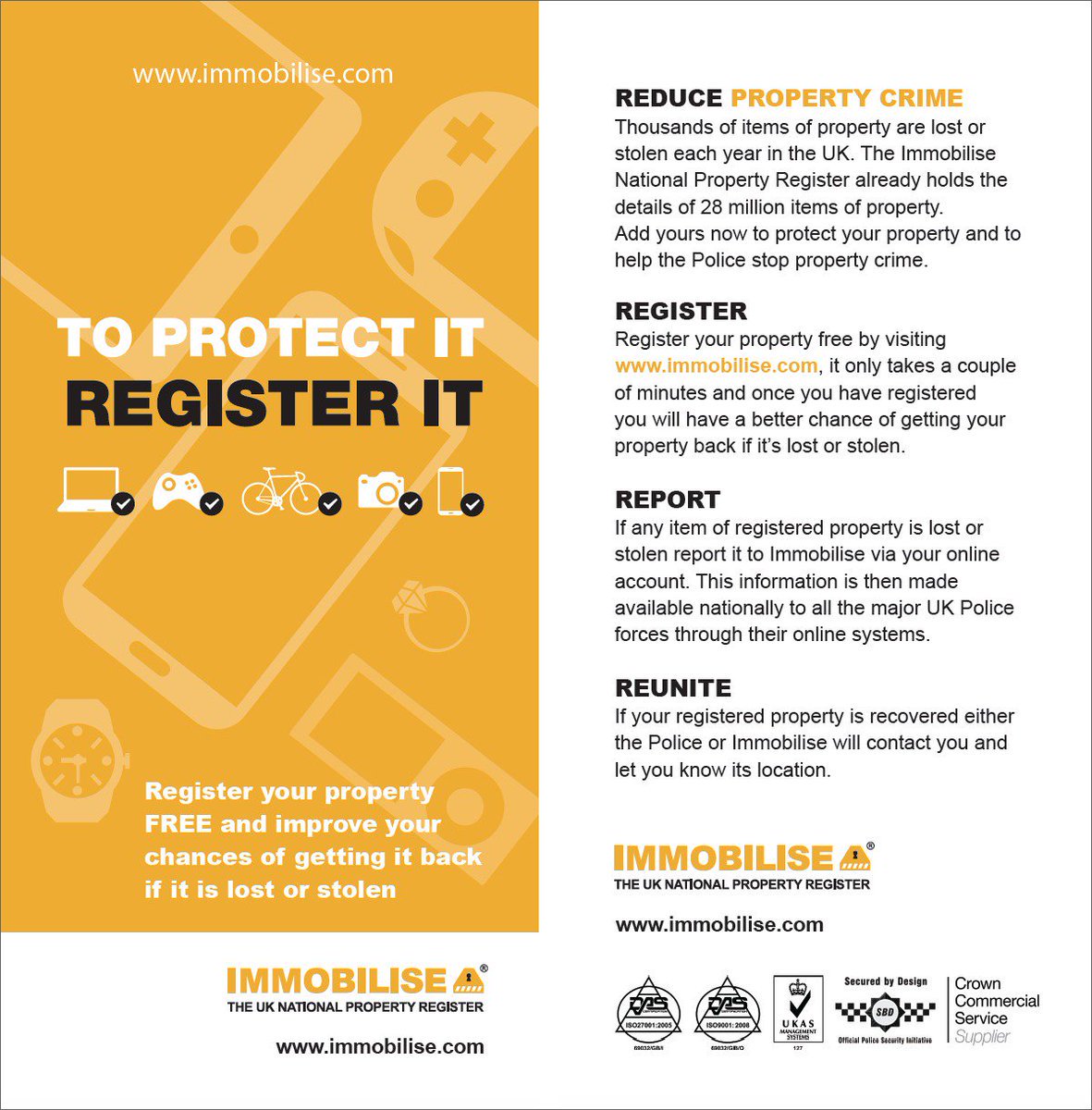VincentSqEastNW's tweet photo. Protect your property by recording the serial numbers of your valuables at @ImmobiliseCrime so #police can check items when located on searches to beat the #Burglar #Thief &amp; ensure #Crime doesn't pay. If u know who is committing burglaries in #VincentSquare call 101 to #RatOnARat https://t.co/BZv1nGgh3E
