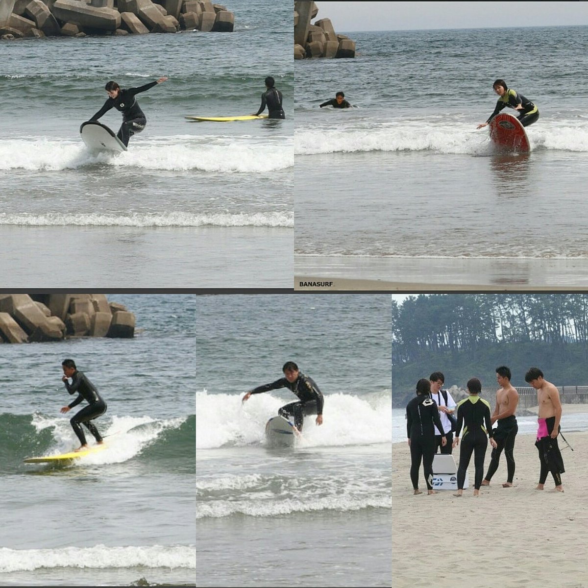 banasurf's tweet photo. 盛岡市から大学生4名が午前と午後のサーフィンスクール頑張りました！TakeOff出来たので楽しいと喜んでもらえましたよ。今日はその他に用具のみレンタル(Wetsuits、ボード)お客さんご利用も頂きました。#surfingschool #surflesson #surfpointguide #ガイド #surfphoto  #レンタル https://t.co/PfIFKxa9mc