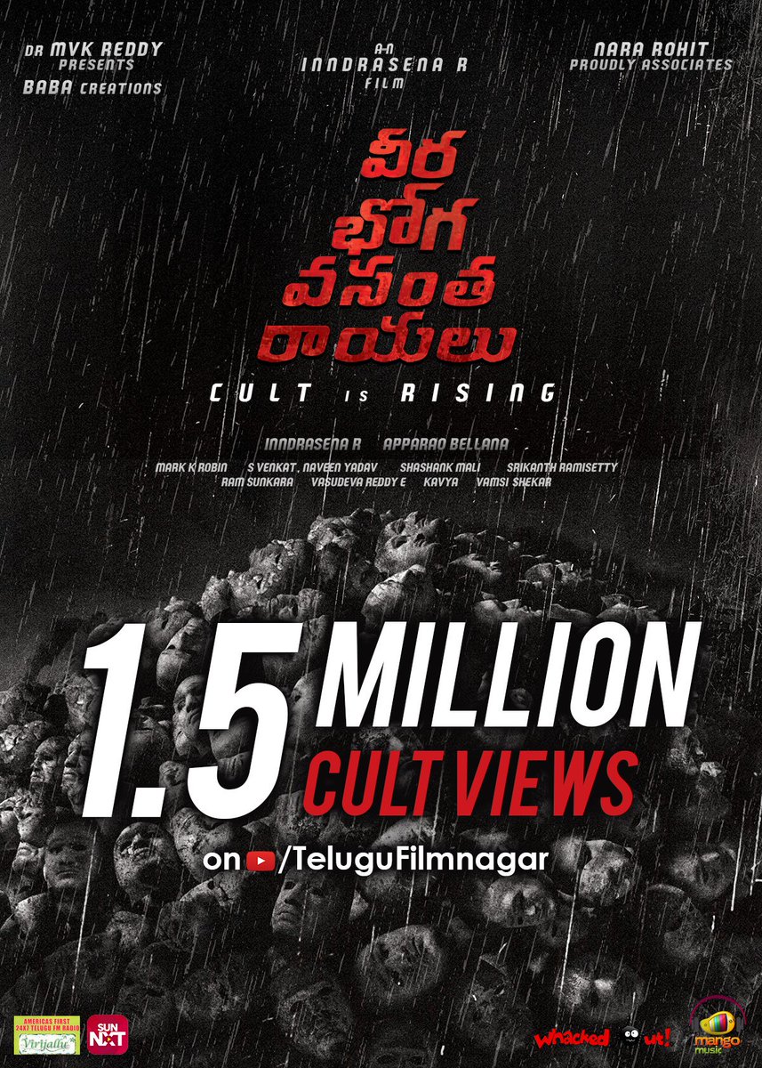 TeluguPremiere's tweet photo. #VBVR Teaser hits 1.5 Million+ Views in less than 48hours 

#VBVRTeaser ::  https://t.co/0x8xa7U7oD

#VeeraBhogaVasanthaRayalu #CultisRising #NaraRohith @sreevishnuoffl @shriya1109  #SudheerBabu @Inndrasenar #ApparaoBellana  #BabaCreations @VbvrTheFilm https://t.co/z8Wkd56S0l