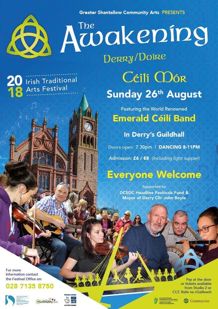 Studio2Derry's tweet photo. dTigeas a Damhsa? #siegeofennis #wallsoflimerick #haymakersjig #4handreel #triptothecottage #fairyreel #patricksday  Join us in The Guildhall Derry, Sunday 26th August, doors open 7.30pm. £6 (with light supper)  - part of The Awakening Festival Weekend 2018. https://t.co/nAmQc1oShk