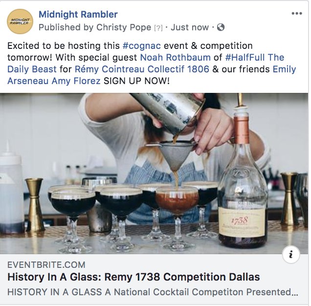 Midnight Rambler (@ramblerbar) on Twitter photo Excited to be hosting HISTORY IN A GLASS A National Cocktail Competition
Presented by Remy Martin 1738 Accord Royal TOMORROW at #MidnightRamblerBar SIGN UP TODAY! with <a href="/NRothbaum/">Noah Rothbaum</a> of <a href="/thedailybeast/">The Daily Beast</a> <a href="/remymartinUS/">Rémy Martin Cognac US</a> <a href="/collectif1806/">Collectif 1806</a> #cognac #competition #education #spiritsindustry Excited to be hosting HISTORY IN A GLASS A National Cocktail Competition
Presented by Remy Martin 1738 Accord Royal TOMORROW at #MidnightRamblerBar SIGN UP TODAY! with <a href="/NRothbaum/">Noah Rothbaum</a> of <a href="/thedailybeast/">The Daily Beast</a> <a href="/remymartinUS/">Rémy Martin Cognac US</a> <a href="/collectif1806/">Collectif 1806</a> #cognac #competition #education #spiritsindustry