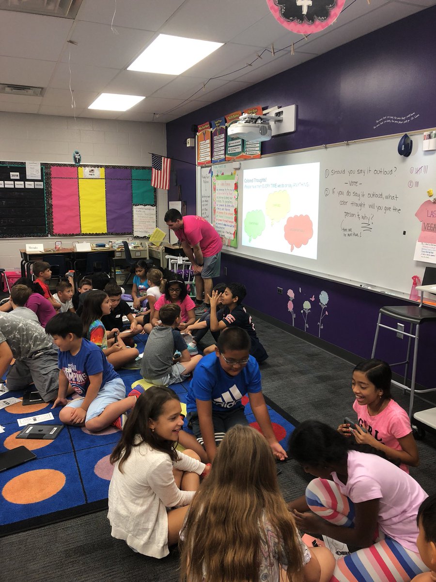 Mr. Verzani helping the 4th graders decide if they should THINK it or SAY it #inspire96 <a href="/PrairiePE96/">Prairie Elementary P.E.</a>
