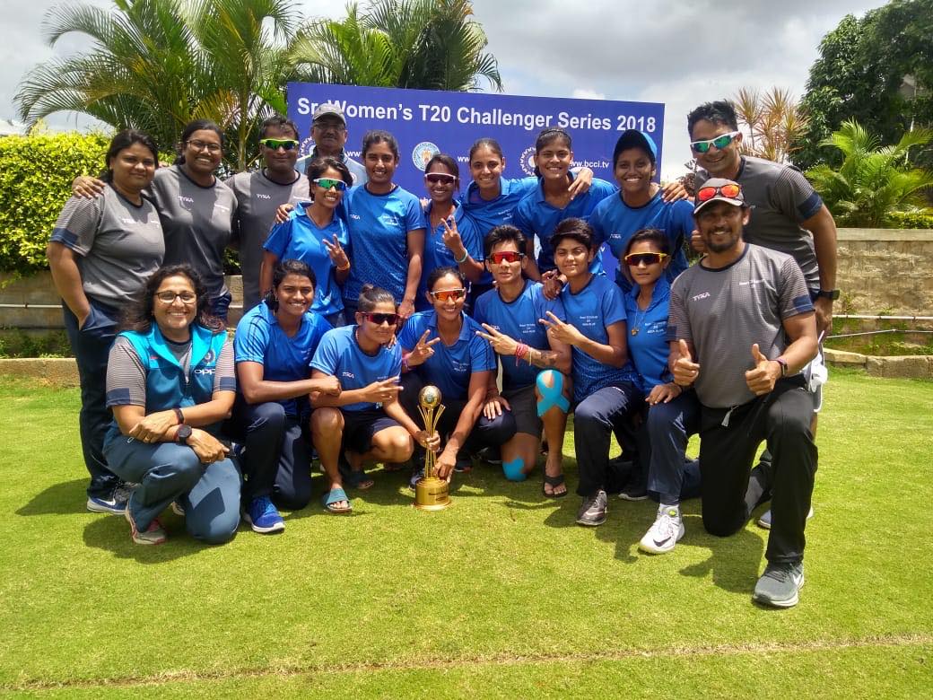 BCCIWomen's tweet image. Congratulations to India Blue for their thrilling four-run win over India Red in the final of #ChallengerTrophy 🏆