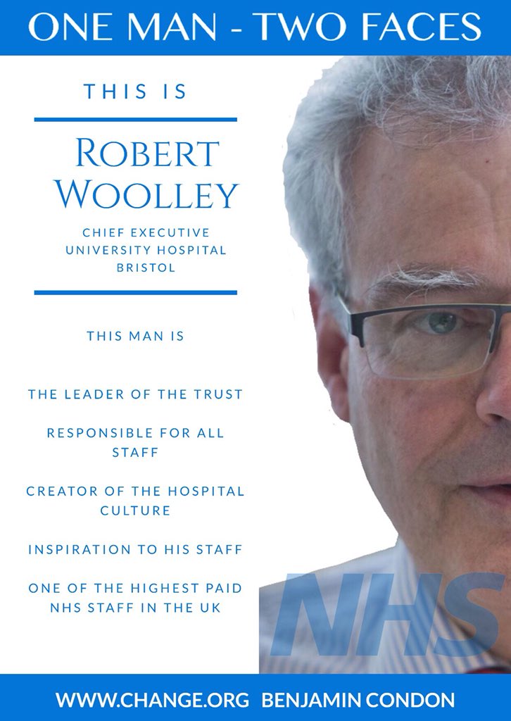 Allyncondon's tweet photo. This is Robert Woolley CEO University Hospital Bristol who is responsible for covering up negligent failings that led to our sons death. University Hospital Bristol is today still refusing to provide us with information 3 1/2 years after Bens death. Tomorrow is a new day. https://t.co/f4nz1fssyo