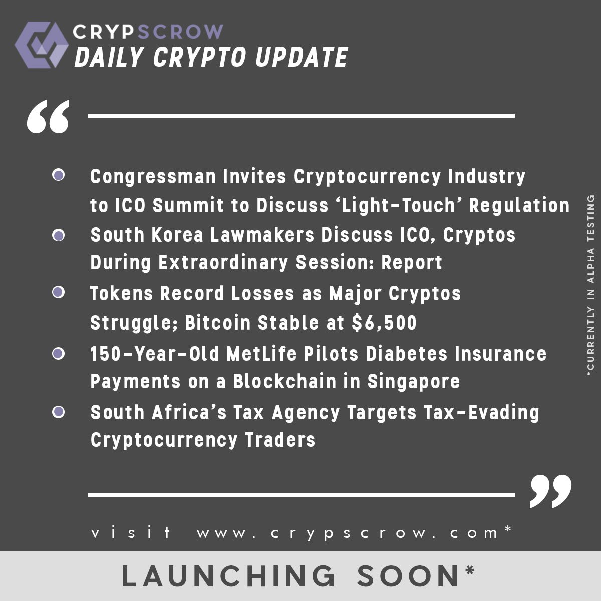 CrypScrow's tweet photo. #dailycryptoupdate #cryptonews #congressman #cryptocurrency #icosummit #regulation #southkorea #token #metlife #insurance #singapore #southafrica #taxevasion #cryptotraders #crypscrow visit https://t.co/mSbonUt77X https://t.co/VCsMNxy0a6