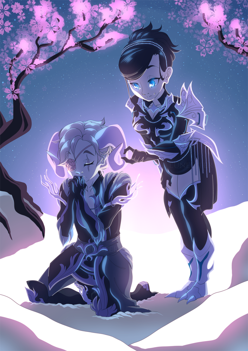 Looncifer's tweet image. Commission for @ARmunkki of his characters Trud and Fall! Thank you so much for commissioning me, these two were fun to draw.