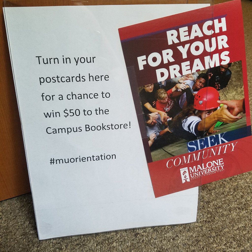 MaloneU's tweet photo. Moving to campus tomorrow? Don't forget to bring these with you. You could win a $50 gift card to the Campus Bookstore!  #muorientation #malonelife https://t.co/Duez0kx8uA