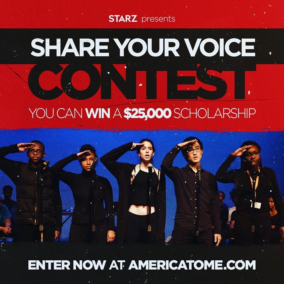 Excited to announce that we've teamed up with <a href="/STARZ/">STARZ</a> to look for a talented h.s. student with a passion for #poetry or #rap. STARZ is giving away a 25K college scholarship for the best original piece, poem or rap. Apply at americatome.com #AmericatoMeStarz #Partnership